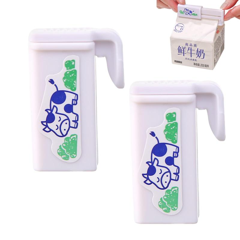 2個 牛乳パック 牛乳 密封 クリップ、スナックバッグシールクリップ、食品保存用バッグ、食品バッグシールクリップ、牛乳パック クリップ、牛乳パックシールクリップ 、180 度以内に調整