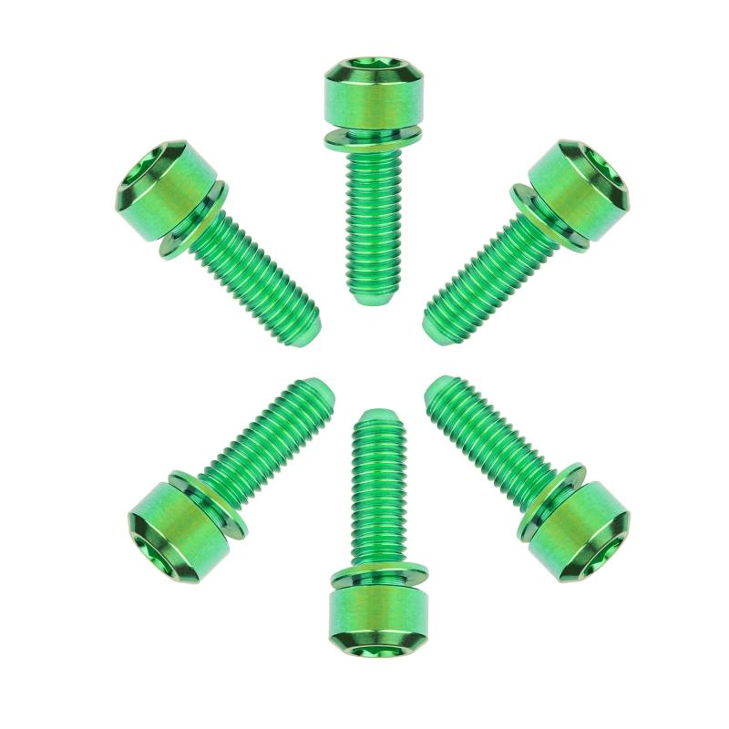 6個入り チタン自転車ボルトバイクステム M5x16mm M5x18mm M5x20mm 六角ボルト (緑, M5x20mm)