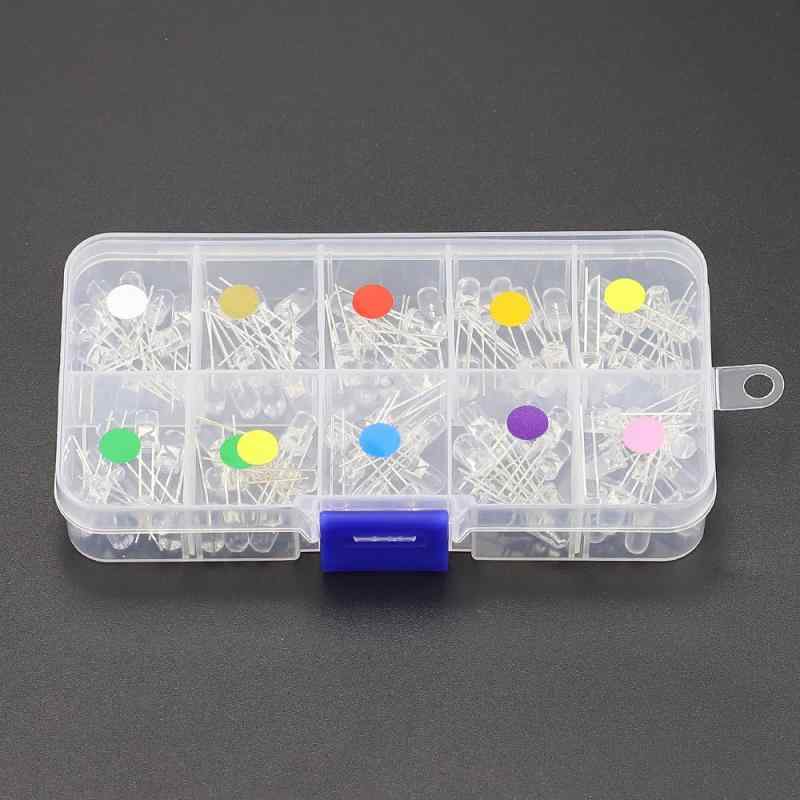 発光ダイオード 10色LED ダイオード 5mm ダイオードセット 高輝度 円型頭部 20mA 各10個 100個セット 電子部品ライト DIYキット 電装必需品 収納ケース付き multibox-10132112 どしろショップ サンプル画像2