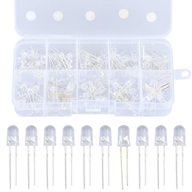 発光ダイオード 10色LED ダイオード 5mm ダイオードセット 高輝度 円型頭部 20mA 各10個 100個セット 電子部品ライト DIYキット 電装必需品 収納ケース付き multibox-10132112 どしろショップ サンプル画像3