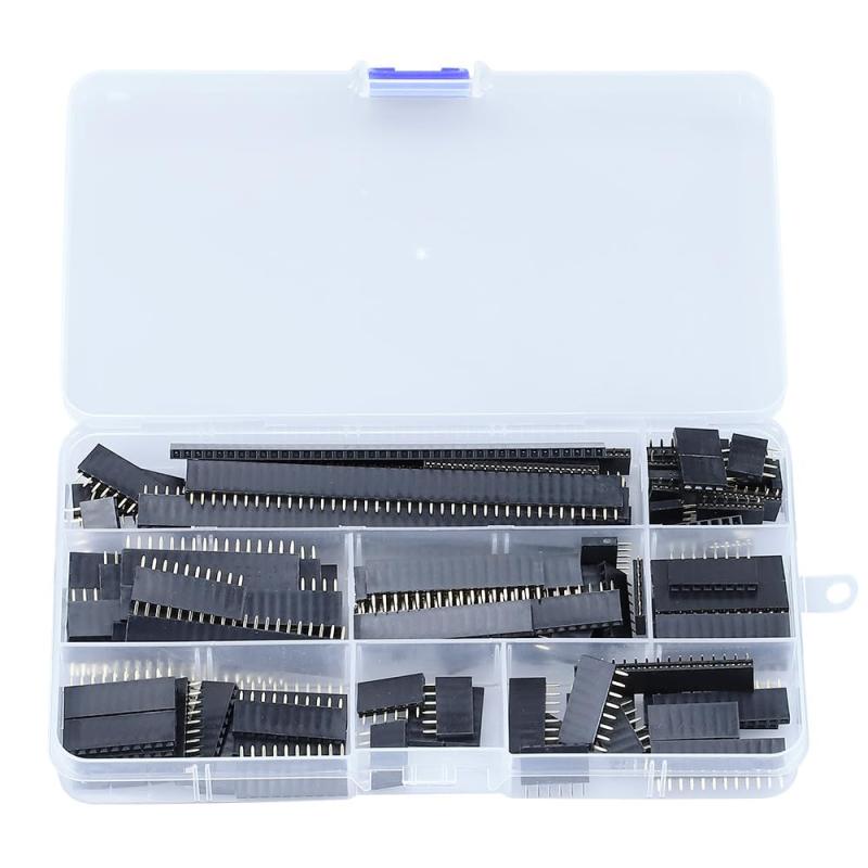 Rakuten - 単列PCBボード ストレート ピン ピンヘッダー 2.54mm 120個セット メスピンヘッダーソケット コネクターストリップ 詰め合わせキット 自動車 電気機器など用 収納ケース付き
