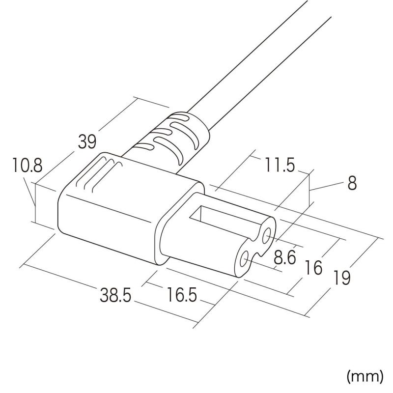 サプライ 電源コード(2P・L型コネクタ) 1m KB-DM2L-1