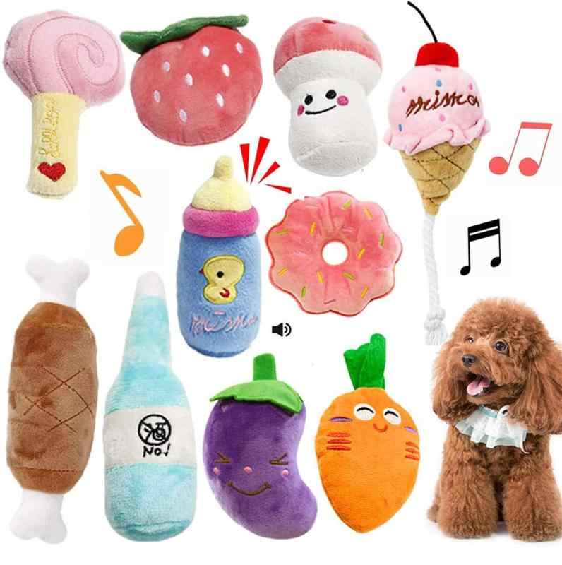 犬おもちゃ 犬噛むおもちゃ 音の出るおも 音が鳴る ちゃ ペット用品 ぬいぐるみ 運動不足 ストレス解消 清潔安全 丈夫 耐久性 清潔 歯磨き 子犬/小型犬 可愛い 小中型犬用 洗える (10点心地よい色と柔らかい質感の鮮やかな野菜と果物のデザイン。子犬向きのおもちゃです。安全素材 -- 子供用品と同等の品質基準で生産して、 ペットに安心に使えます。洗濯機で丸洗い可能、いつでも清潔。音が鳴る -- 発声装置を搭載して、押したり噛んだり「ピーピー」と音が鳴ります。犬の興味を惹きます。 注意：中の笛は小さいですので、ちょうど笛のところ噛まないと、鳴らない可能性があります。ご了承ください。ストレス解消 -- おもちゃを噛んだり、咥えたり、投げたりストレス解消にもなります。犬との一番のコミュニケーションは、一緒に遊ぶことです。留守番中もこれらで遊び寂しさを感じません。破壊を減らす -- 犬があなたの家具ではなくおもちゃをかむようにしましょう。犬はそれをかむ、それはおもちゃの楽しさを感じさせ、ソファー、枕などをかむことはでしょう。