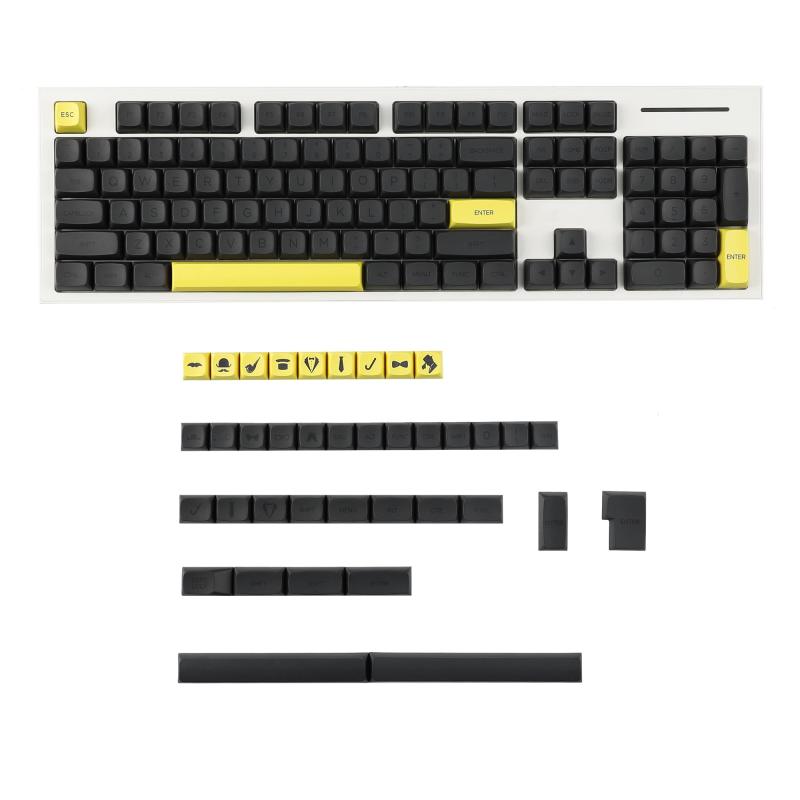 125 A ץե XDA v2 Dye Sub P Gentleman Yellow Gray Keycaps 104 TKL 60% 96 84 68 64 MX åܡ