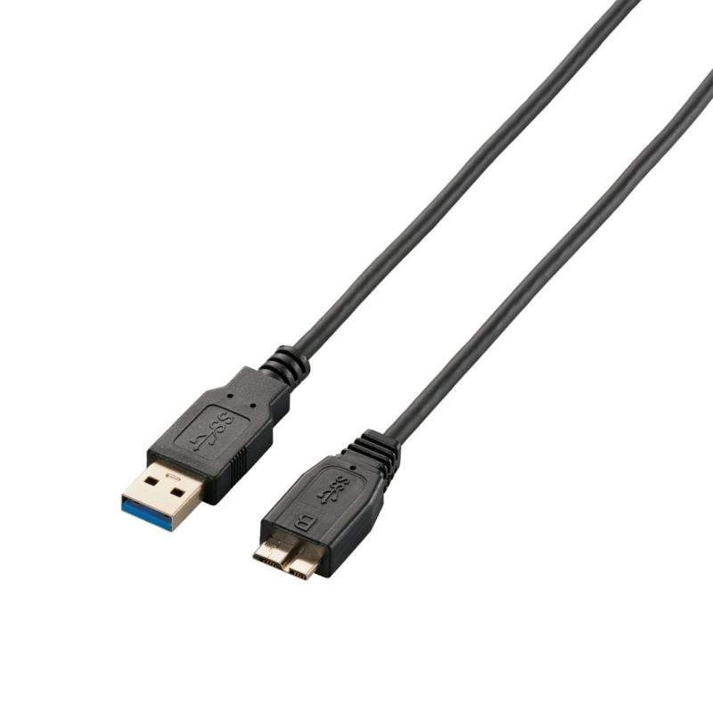 エレコム USBケーブル 【microB】 USB3.0 (USB A オス to microB オス) スリム 2m ブラック USB3-AMBX20BK