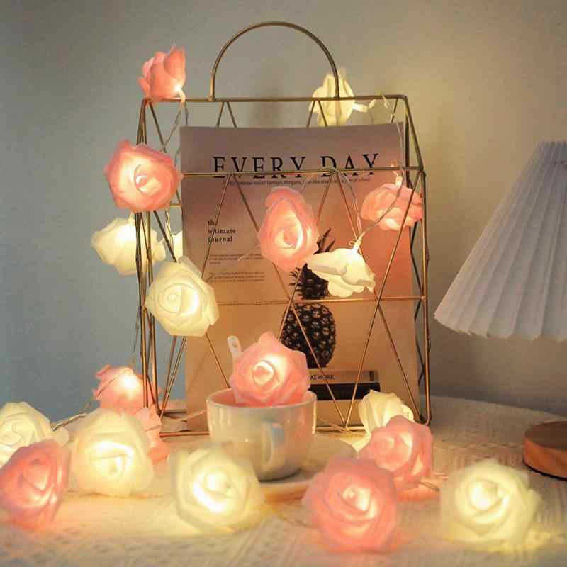 Rakuten - 3m20輪の花ムード作りバラライトLEDイルミネーションライトロマンチック花バラライトUSB給電式バレンタイン結婚式プロポーズ室内屋外新年店舗飾りおしゃれピンクとワイト, DCWERD4