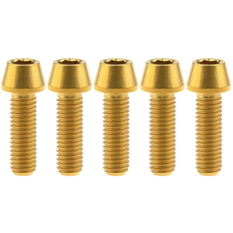 樂天商城 - M8x15 20 25 30 35 40 45 50 mm P1.25 チタン合金コニカルヘッド六角穴付ボルト 5個入 (M8x25mm, ゴールド)