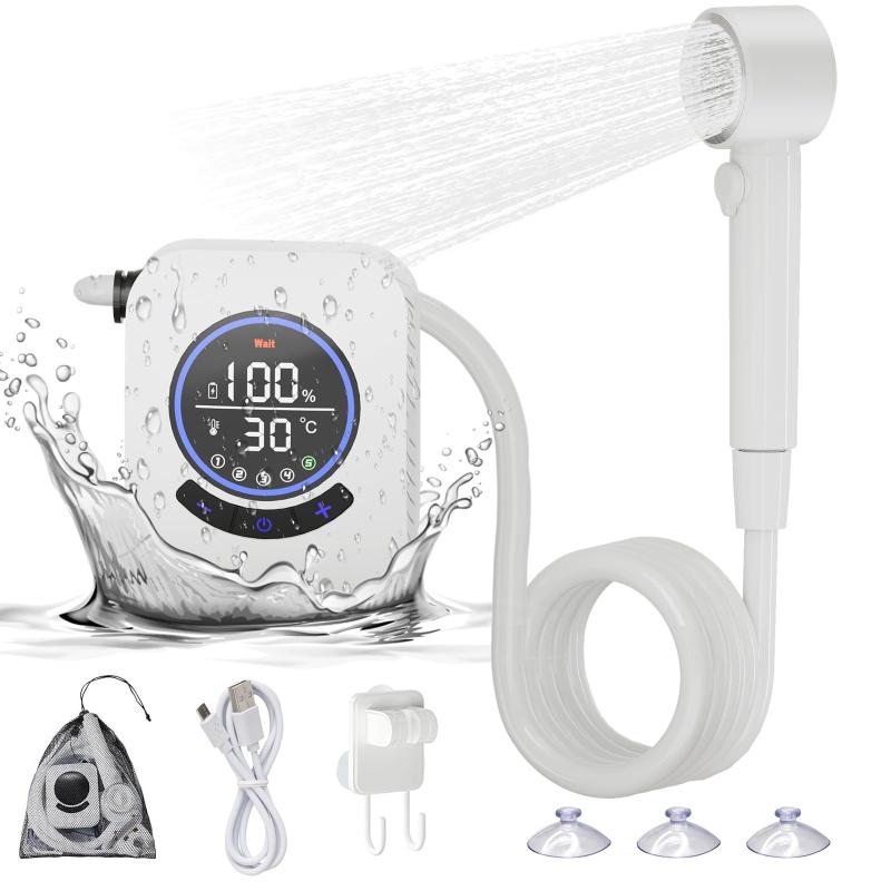 ポータブルシャワー 電動シャワー キャンプ 簡易シャワー ポータブルシャワー 水圧強い USB充電式 8000 携帯シャワー IPX8防水 水流量無段階調節 海水浴 サーフィン 旅行 水遣り 洗車