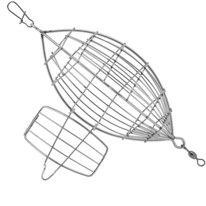 餌ケージ 131×44mm ステンレス製 遠投カゴ 小型・軽量 エビ・カニ・魚用餌入れ フィーダーホルダー 海..