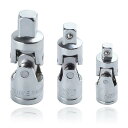 ユニバーサルジョイント ユニバーサルスリーブ 差込角 1/4" 3/8" 1/2"(6.35mm 9.5mm 12.7mm) 3個セット 首振りソケット トルクレンチ ラチェットアダプター プラグソケットアダプタ(3)