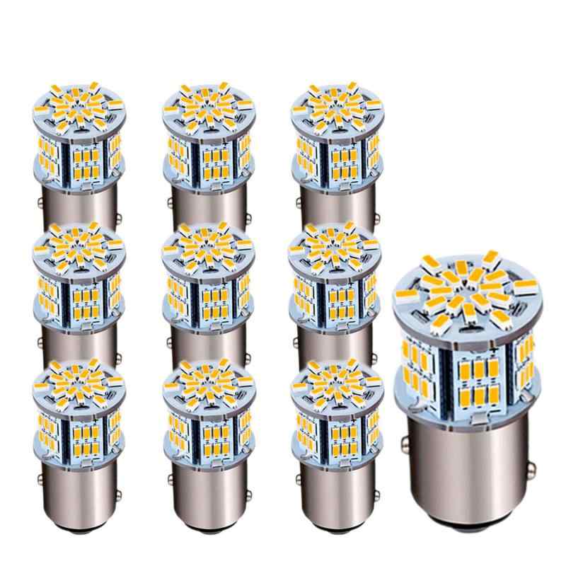 Rakuten - S25 シングル球 12V-24V 超高輝度 LEDバルブ 3014SMD 汎用 6000-6500K 車用トラック用品 サイドマーカー ウインカー バックランプ ポジション LED ライト 10個セット