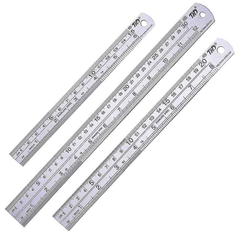 Rakuten - 3種セットステンレス直尺 定規 測定工具 両側 測量用品 定規 測定スケール センチメートル・インチ表示 30CM/12inch+20CM/8inch+15CM/6inch