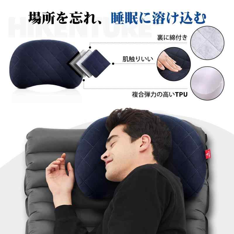 Hikente キャンプ 枕 軽量 コンパクト140g·手のひらサイズ綿100％カバー 防滑処理 キャンプ まくら エアーピロー アウトドア 枕 キャンプ用枕 エアピロー 空気枕 エアー枕 携帯枕 コット