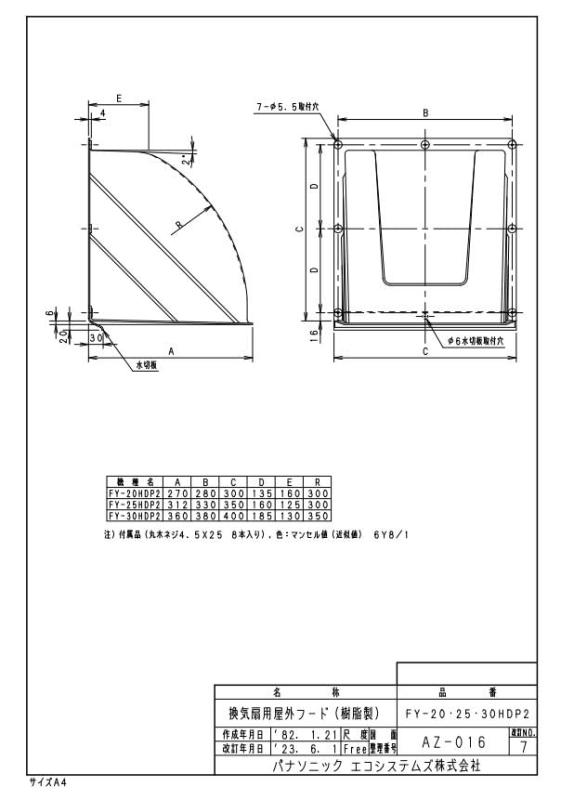 Panasonic (パナック) 屋外フード -25DP2 2