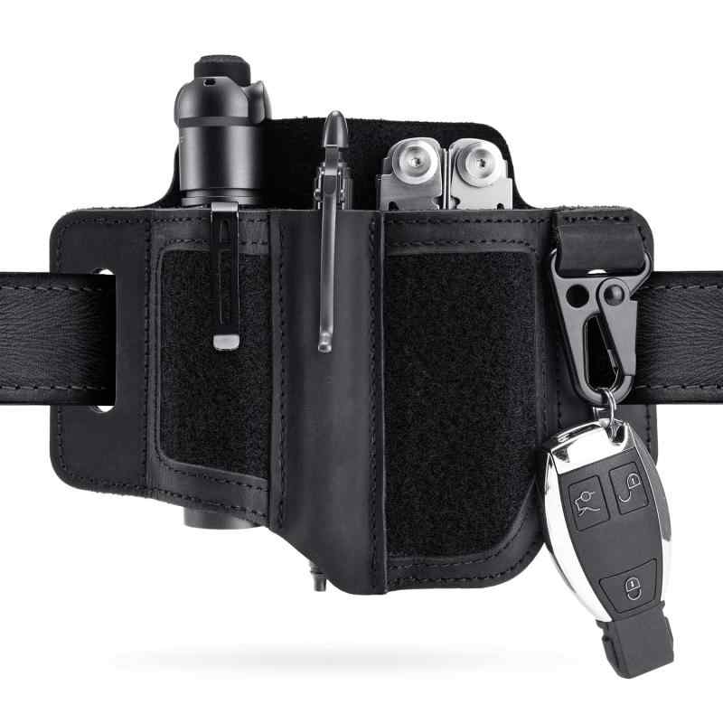 乐天商城 - PL3 マルチツール シース、DIY パッチ エリア付きレザー シース、男性用 EDC ポケット オーガナイザー、ペン ホルダー付きレザーマン シース 懐中電灯ホルダー、キーホルダー付き EDC