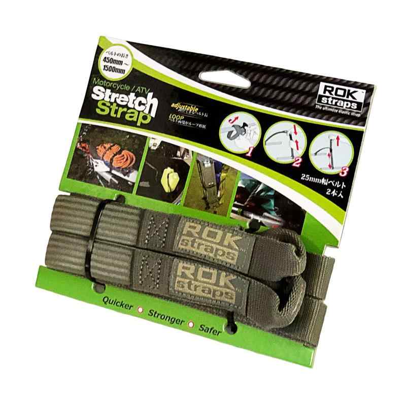 ROK straps (ロックストラップ) モーターサイクル ストレッチストラップ アジャスタブル 2本パック FOLIAGE-green ROK00070耐荷重：45kg/1本あたり調整幅：450～1500mmベルト幅：25mm色：フォリアージグリーン2本パック