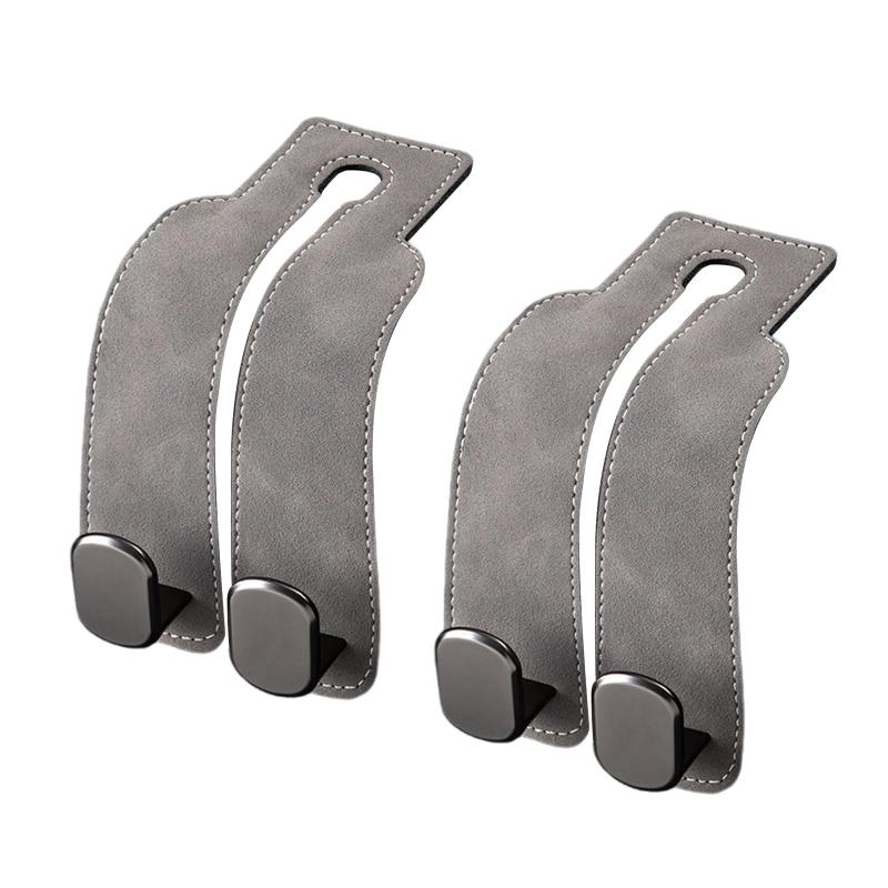 ヘッドレストフック 便利グッズ 車 フック 荷物かけ 車用シートダブルフック レザー金属製 車 収納 ヘッドレスト フック シートの前面/後面どちらも可 車 アクセサリー 革製 2セット [並行