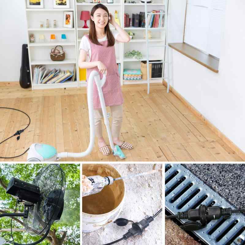 防雨型 延長コード PSE認証 [1年品質] エコ 屋外 防雨キャップ付 作業用 延長ケーブル (5m スイッチ付き) - 2