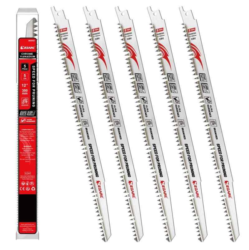 (イザーク) レシプロソー替刃 生木用 全長300mm 5山 高速切断 クロムバナジウム鋼 衝擊燒入 3倍の長寿..