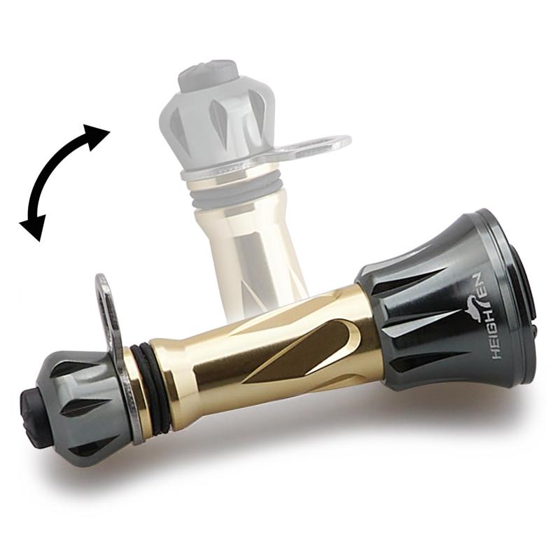 Rakuten - 50mm リール スタンド 折り畳み式 ダイワ(DAIWA) スピニングリール 夜光 フックキーパー ラインストッパー (ゴールド＆ダークグレー) (1024)