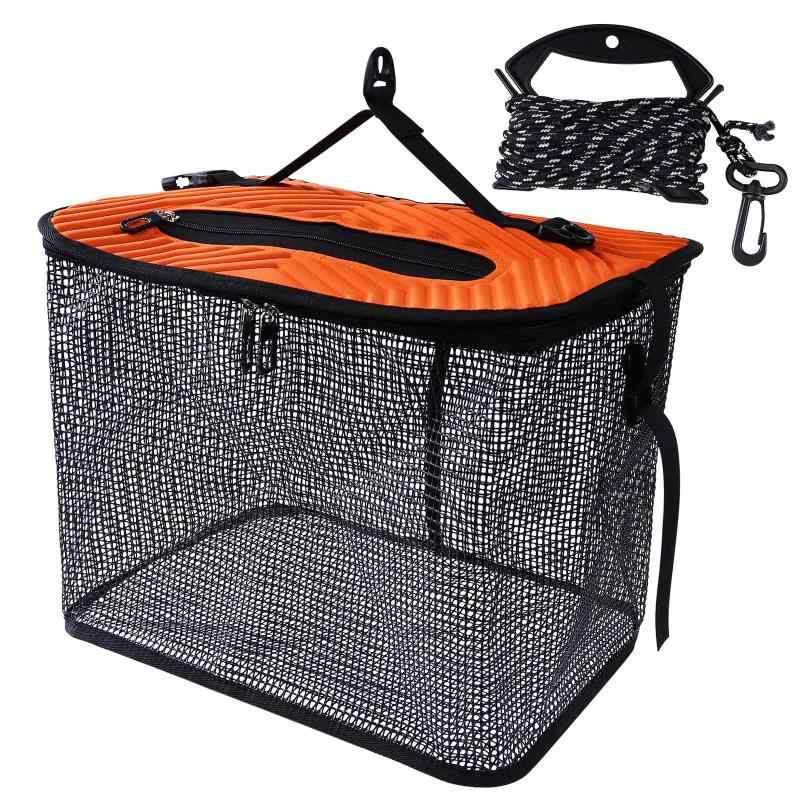 スカリ 釣り 大型 40x29x31cm 35L フローティングスカリ 折りたたみ 活かし網 バケツ EVA 釣り具 10mナイロンロープ付き