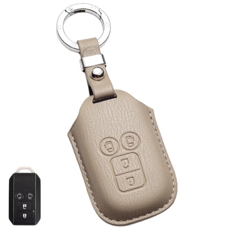 日用品雜貨, 文具 - キーケース適合スズキ/suzuki新型スペーシア/ソリオ/ハスラー/ジムニー高級革キーリングキーカバー 4ボタン