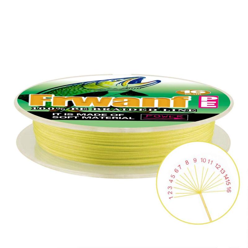 釣り系 16本編み 高強度 高感度 高飛距離 200m イエロー