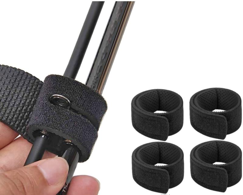 釣り ロッドベルト 釣り竿 固定 収納用 結びバンド 保護ベルト 整理整頓 マジック テープ 結束バンド 落下防止 Fishing Rod Ties 釣具 セット アクセサリー（黒 4本）