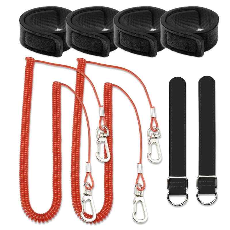 尻手ベルト ロッドベルト ロープ付き 釣り竿 スパイラルコード 290cm ワイヤー入り (レッド)