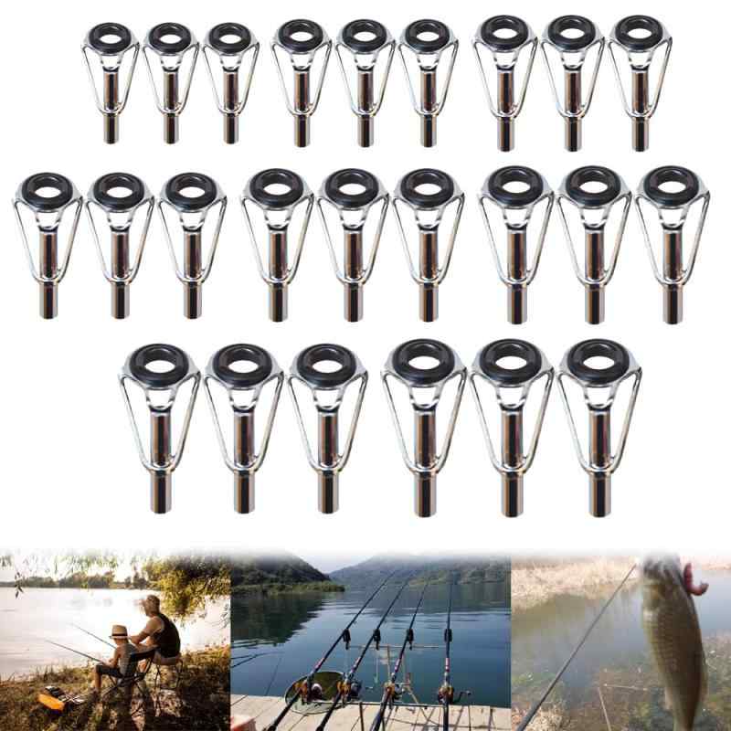 ガイド ロッドガイド 竿先ガイド 修理用 ガイド 穂先交換 修理パーツ 釣り竿先端補修用キット 8種類のサイズ各サイズ3個計24個