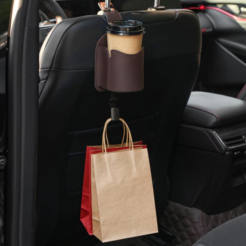 どしろショップのドリンクホルダー 車用 後部座席 車用シートフック 3in1 荷物掛け カップホルダー スマホホルダー 飲料収納ホルダー 車ヘッドレスト 車用収納 小物入れ 簡取り付けカー用品 便利グッズ｜アングル2