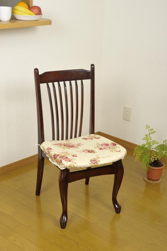 日本製 おしゃれな 椅子カバー 座面 用 バラ柄 4枚組