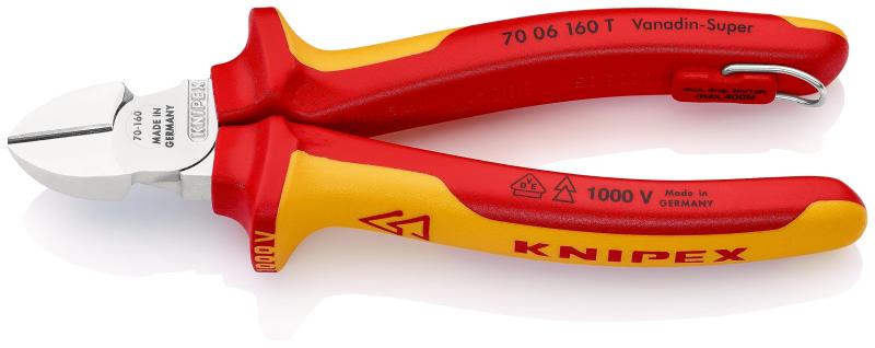 乐天商城 - クニペックス KNIPEX ニッパー 7006-160TBK 絶縁斜ニッパー 落下防止 (BK)
