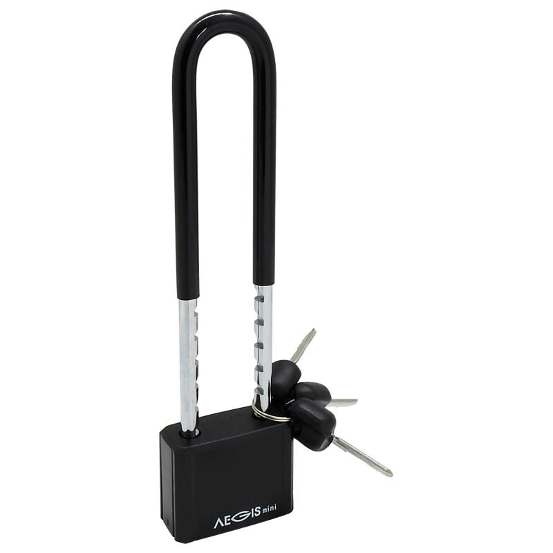 AIAI AEGISツル長可動式南京錠 防犯 門扉 倉庫 ブラック 50mm IB-106