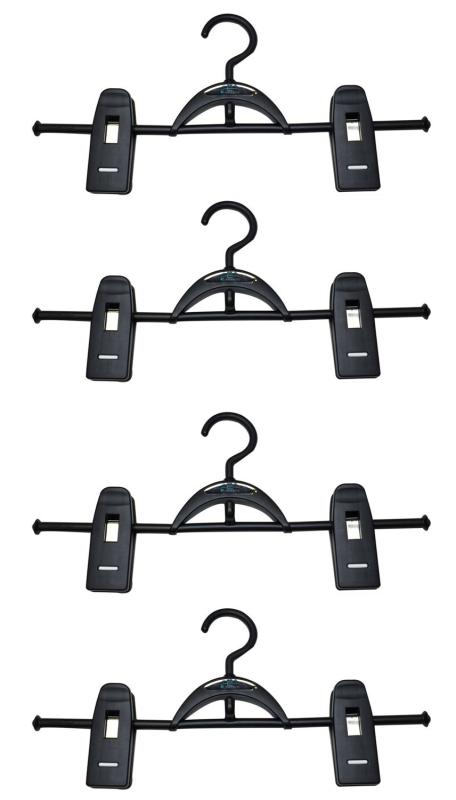 Rakuten - サワフジ 洋服ハンガー E-SENSE ジャンボクリップ1段4P ブラック 幅395mm 4本組 日本製 スカート ズボン パンツ ジーンズ 連結式 省スペース 型くずれ防止 すべりにくい 跡がつかない 収納 クロ