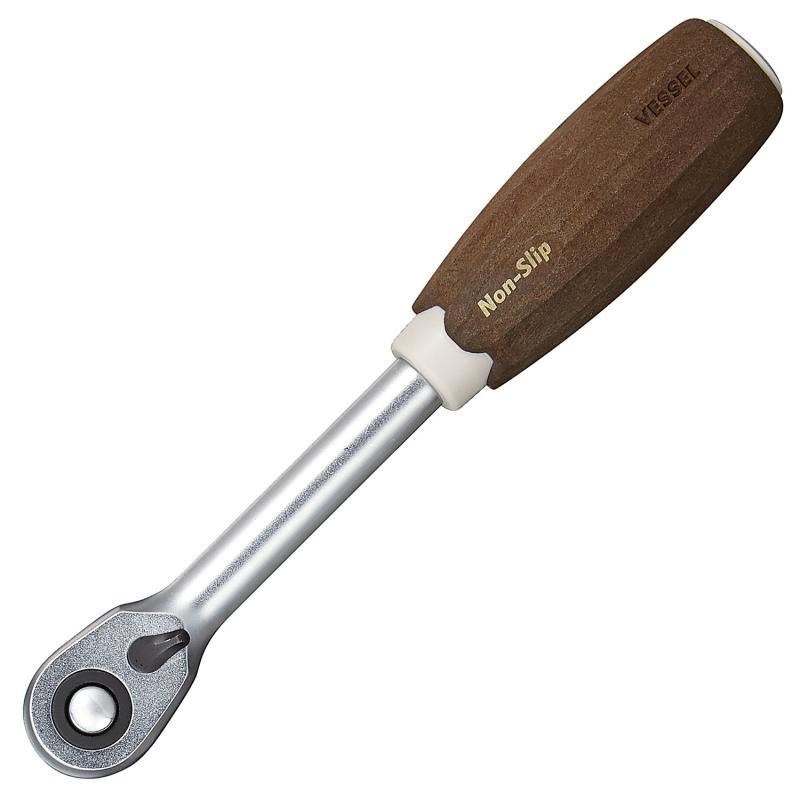 ベッセル(VEEL) ウッディ ラチェットハンドル ノンスリップグリップ 差込角3/8インチ (9.5mm) HRH3-W