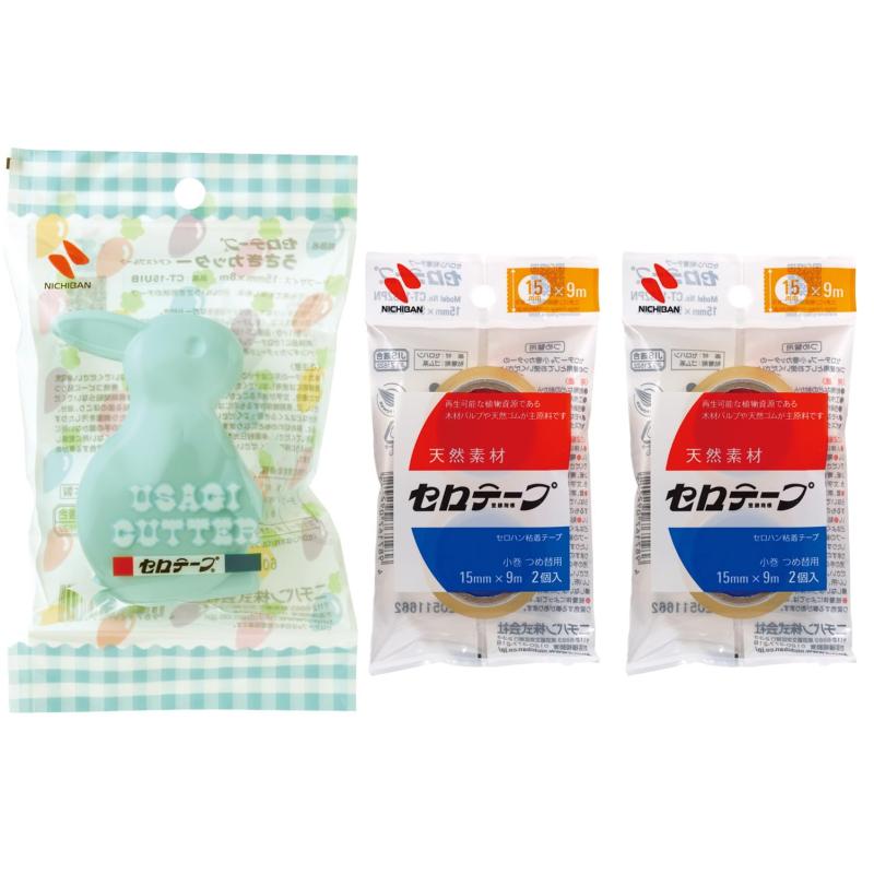 Rakuten - ニチバン セロテープ うさぎ テープカッター 替え小巻 4巻付き CT15UIB-S2PN2P