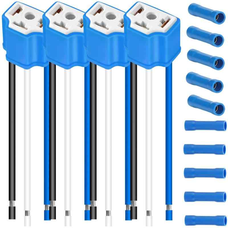 4個 H4 HB2 9003 ピグテールソケット配線ハーネス ヘッドライトプラグ ヘビーデューティー 16A セラミックヘッドライトコネクタ 12V-24V 7A コールドプレスコネクタ付き 対応 車 トラック