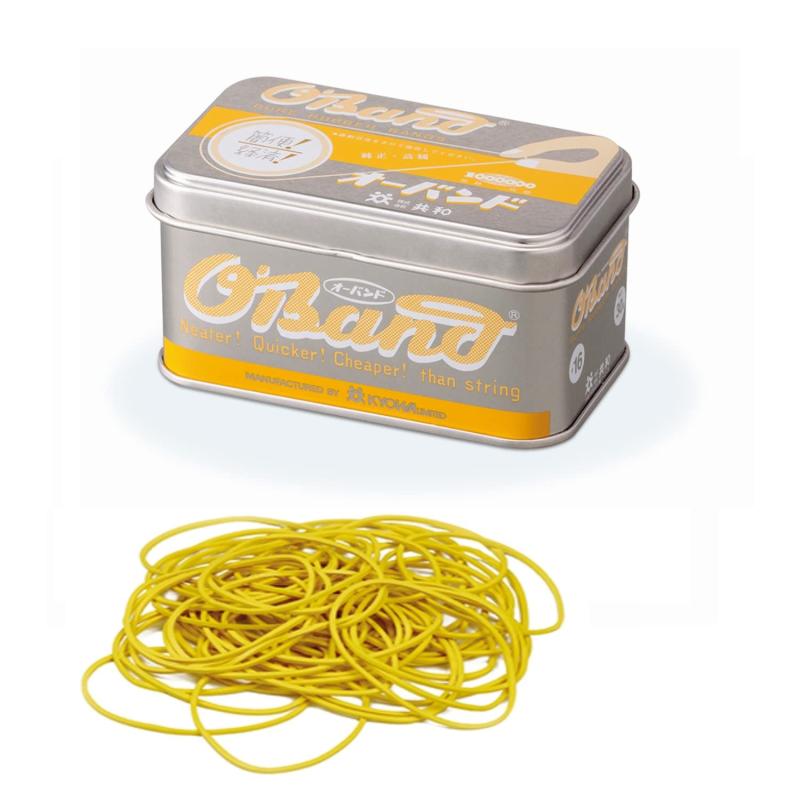 輪ゴム オーバンド シルバー缶 30g #16 イエロー GG-040- 共和 少量 黄 色つき カラー ゴムバンド 収納 入れ物つき(3.0)