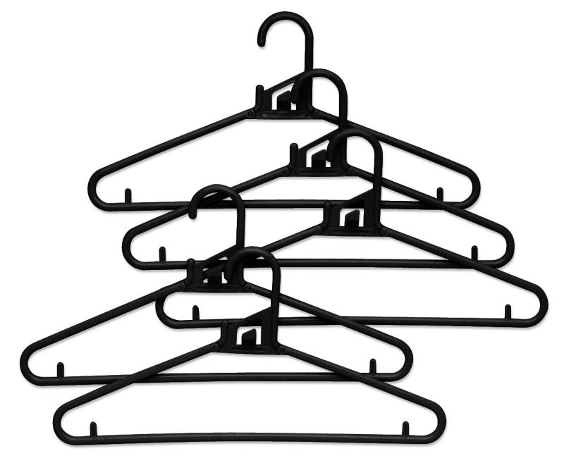 サワフジ 洋服ハンガー DIRECT クイックハンガーM-5P ブラック 幅388mm 5本組 日本製 シャツ スラックス スボン スリム 襟首対応 連結 重ね吊り 省スペース ハンガーに掛けたまま収納 洗濯 NQM-05