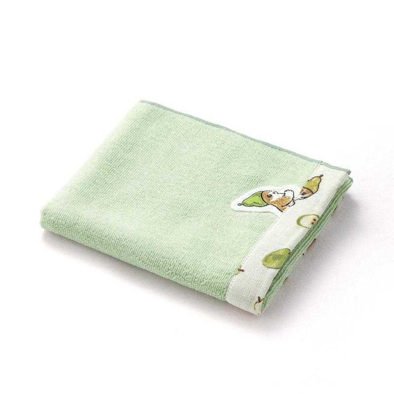 乐天商城 - mofusand ラフランス フェイスタオル グリーン 猫 可愛い ガーゼパイル 43-0082150 約33×80cm