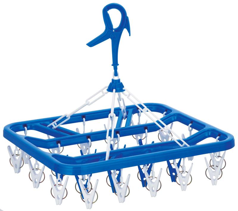 ニシダ 角型ハンガー 平角ハンガープラ24アルファ ピンチ24個付 ブルー 218373