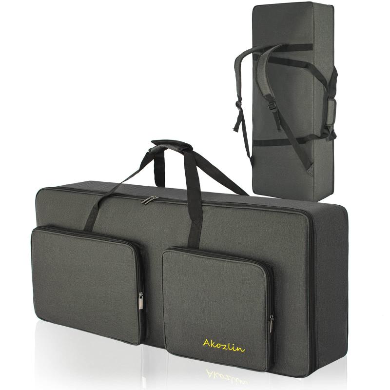 キーボードケース10mmパールパッド 電子ピアノケース キーボードバッグ 調節可能なストラップと 2ポケット付き 耐衝撃 軽量 防水 防塵 2Way 手提げタイプ バックパック