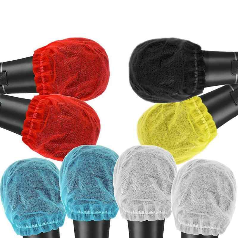 マイクカバー 不織布 100個入り 50ペア 5色ミックス 使い捨て マイクのウインドスクリーン 防塵 抗菌 ノイズ防止 飛沫防止 雑音防止 講演 会議用 カラオケ用