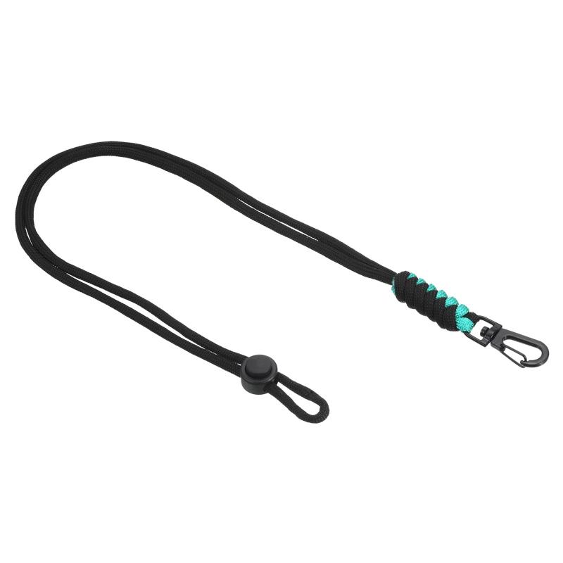 Rakuten - [] 1本 パラコード ストラップ 長さ48cm カラビナ付 携帯 スマホ カギ キー チェーン IDカード パラシュート 紐 キーホルダー 調節可能 落下防止 水緑