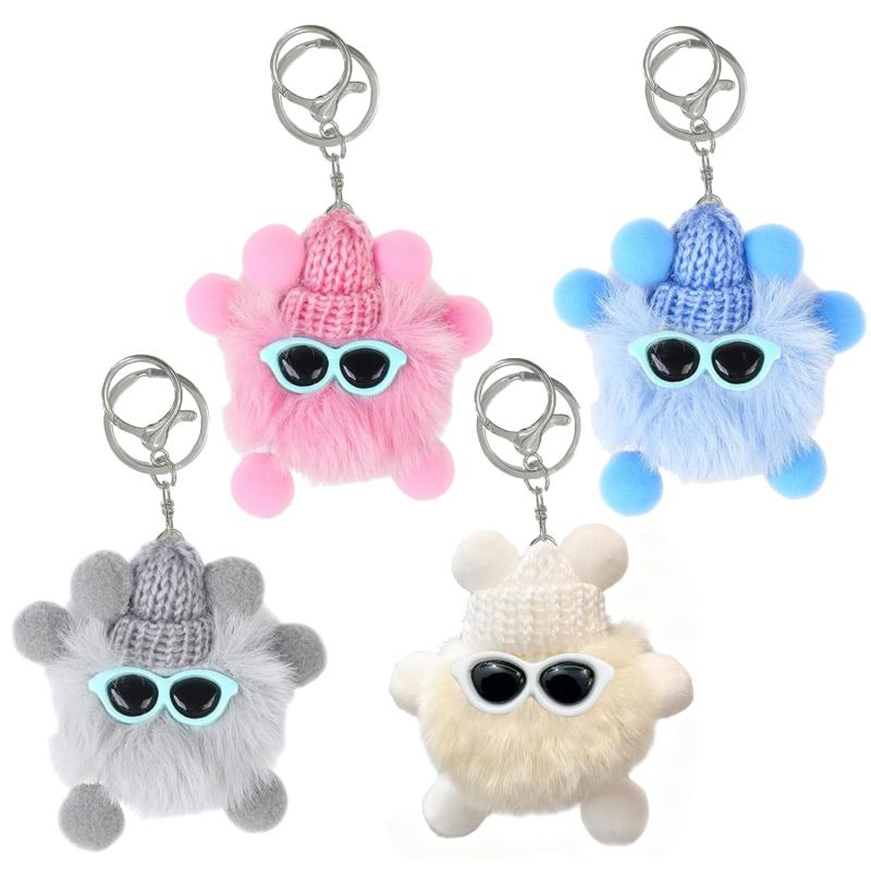  ぬいぐるみ キーホルダー かわいい 動物 ペンダント バッグペンダント キーチェーン 吊り飾り プレゼント かわいい パートナー 友人 家族への贈り物 白 青 ピンク グレー