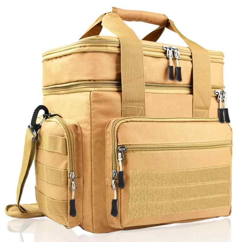 クーラーボックス 二つ折り断熱ランチバッグ 上下2段 乾湿分離 保冷保温バッグお弁当袋 15～18リットル 小型 軽量 ソフトクーラーボックス 二層式 調節可能なショルダーストラップ付き