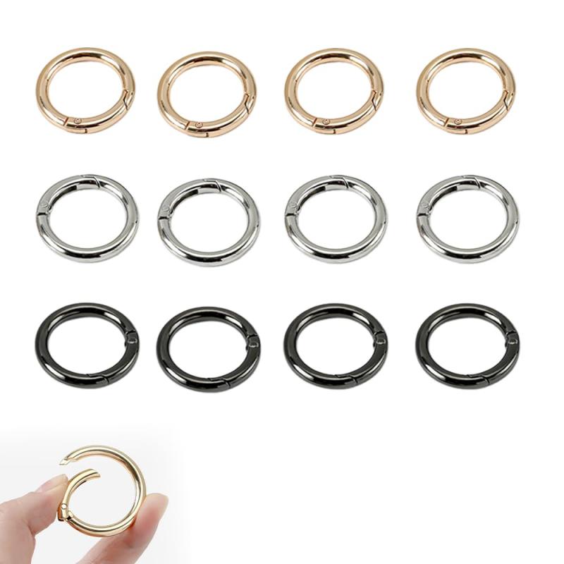 Rakuten - カラビナ 丸 20×13mm 丸型スプリングカラビナ 金属リング 軽量カラフルキーホルダー 開口式フック 金色·銀色·ガンメタ 各色混合 バッグ·ストラップ·アクセサリーパーツ用
