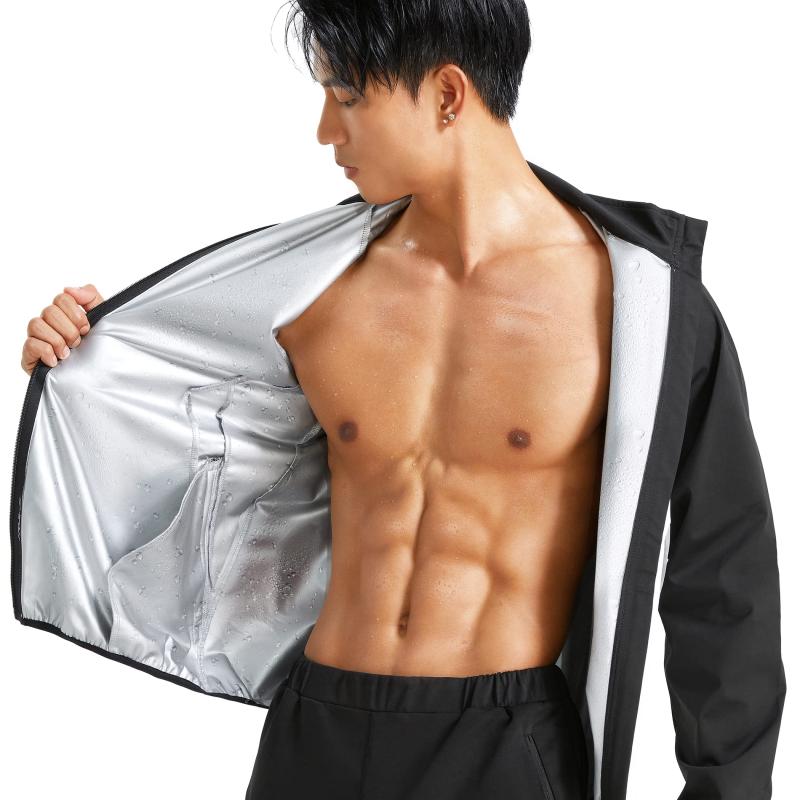 [] サウナ 上着コート 洗濯可 男女兼用 大量発汗 弹性 トレーニングウェア ウォーキング おしゃれ 大きいサイズ プルオーバー 独自開発 フード 運動着 ス サウナスー