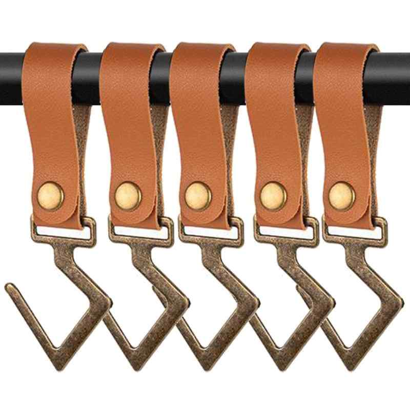 PUレザー製 ランタンフック 金属 フック キャンプ アウトドア ハンガー 吊り下げ S字フック ライト 調..